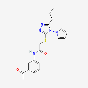 molecular formula C19H21N5O2S B2886371 N-(3-acetylphenyl)-2-((5-propyl-4-(1H-pyrrol-1-yl)-4H-1,2,4-triazol-3-yl)thio)acetamide CAS No. 904275-03-2