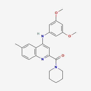 (4-((3,5-Dimethoxyphenyl)amino)-6-methylquinolin-2-yl)(piperidin-1-yl)methanone