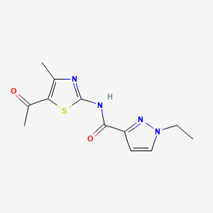 molecular formula C12H14N4O2S B2886374 N-(5-乙酰基-4-甲基噻唑-2-基)-1-乙基-1H-吡唑-3-甲酰胺 CAS No. 1171696-33-5