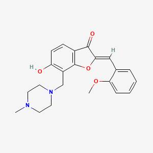 molecular formula C22H24N2O4 B2886375 (Z)-6-hydroxy-2-(2-methoxybenzylidene)-7-((4-methylpiperazin-1-yl)methyl)benzofuran-3(2H)-one CAS No. 869078-30-8
