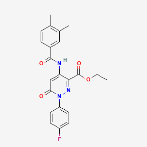 molecular formula C22H20FN3O4 B2886380 Ethyl 4-(3,4-dimethylbenzamido)-1-(4-fluorophenyl)-6-oxo-1,6-dihydropyridazine-3-carboxylate CAS No. 946281-96-5