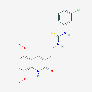 molecular formula C20H20ClN3O3S B2886386 1-(3-chlorophenyl)-3-[2-(5,8-dimethoxy-2-oxo-1H-quinolin-3-yl)ethyl]thiourea CAS No. 887899-57-2