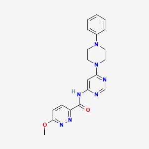 molecular formula C20H21N7O2 B2886389 6-methoxy-N-(6-(4-phenylpiperazin-1-yl)pyrimidin-4-yl)pyridazine-3-carboxamide CAS No. 1396858-45-9