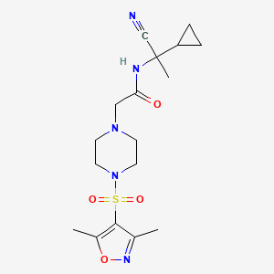 molecular formula C17H25N5O4S B2886390 N-(1-cyano-1-cyclopropylethyl)-2-{4-[(3,5-dimethyl-1,2-oxazol-4-yl)sulfonyl]piperazin-1-yl}acetamide CAS No. 1111584-94-1