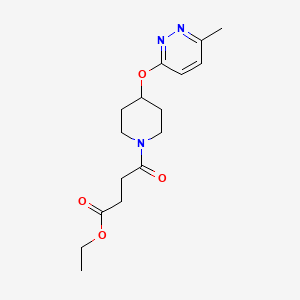 molecular formula C16H23N3O4 B2886394 Ethyl 4-(4-((6-methylpyridazin-3-yl)oxy)piperidin-1-yl)-4-oxobutanoate CAS No. 1797129-35-1