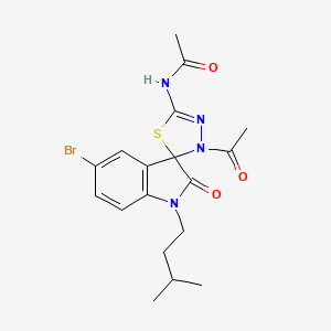molecular formula C18H21BrN4O3S B2886419 N-[3'-acetyl-5-bromo-1-(3-methylbutyl)-2-oxo-1,2-dihydro-3'H-spiro[indole-3,2'-[1,3,4]thiadiazole]-5'-yl]acetamide CAS No. 905787-66-8
