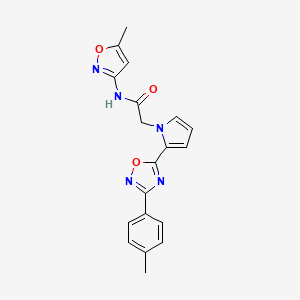 molecular formula C19H17N5O3 B2886435 N-(5-methyl-1,2-oxazol-3-yl)-2-{2-[3-(4-methylphenyl)-1,2,4-oxadiazol-5-yl]-1H-pyrrol-1-yl}acetamide CAS No. 1260993-37-0