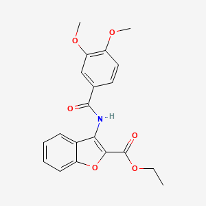 molecular formula C20H19NO6 B2886440 Ethyl 3-(3,4-dimethoxybenzamido)benzofuran-2-carboxylate CAS No. 477500-42-8
