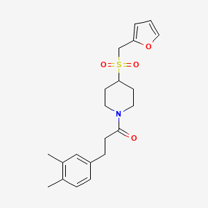 molecular formula C21H27NO4S B2886441 3-(3,4-二甲基苯基)-1-(4-((呋喃-2-基甲基)磺酰基)哌啶-1-基)丙烷-1-酮 CAS No. 1448131-03-0