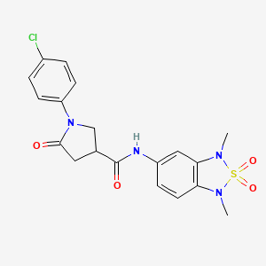 molecular formula C19H19ClN4O4S B2886444 1-(4-氯苯基)-N-(1,3-二甲基-2,2-二氧化-1,3-二氢苯并[c][1,2,5]噻二唑-5-基)-5-氧代吡咯烷-3-甲酰胺 CAS No. 2034402-91-8