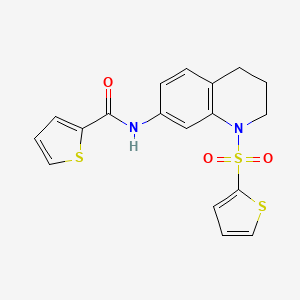 molecular formula C18H16N2O3S3 B2886448 N-(1-噻吩-2-磺酰基-3,4-二氢-2H-喹啉-7-基)噻吩-2-甲酰胺 CAS No. 898447-88-6