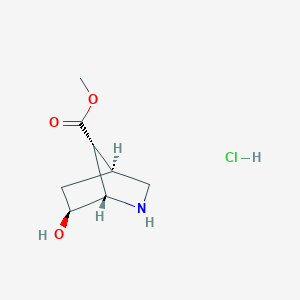 molecular formula C8H14ClNO3 B2886449 甲基 (1S,4S,6S,7R)-6-羟基-2-氮杂双环[2.2.1]庚烷-7-羧酸酯；盐酸盐 CAS No. 2375249-51-5