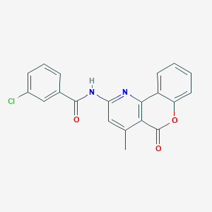 molecular formula C20H13ClN2O3 B2886456 3-chloro-N-(4-methyl-5-oxo-5H-chromeno[4,3-b]pyridin-2-yl)benzamide CAS No. 851411-27-3