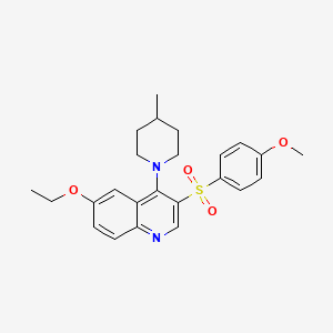 molecular formula C24H28N2O4S B2886469 6-Ethoxy-3-(4-methoxybenzenesulfonyl)-4-(4-methylpiperidin-1-yl)quinoline CAS No. 866897-26-9