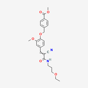 molecular formula C25H28N2O6 B2886476 Methyl 4-[(4-{2-cyano-2-[(3-ethoxypropyl)carbamoyl]eth-1-en-1-yl}-2-methoxyphenoxy)methyl]benzoate CAS No. 732288-95-8