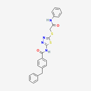 molecular formula C24H20N4O2S2 B2886489 N-[5-(2-anilino-2-oxoethyl)sulfanyl-1,3,4-thiadiazol-2-yl]-4-benzylbenzamide CAS No. 392290-99-2