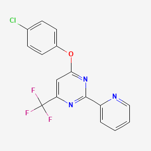 molecular formula C16H9ClF3N3O B2886500 4-(4-Chlorophenoxy)-2-(2-pyridinyl)-6-(trifluoromethyl)pyrimidine CAS No. 338418-29-4