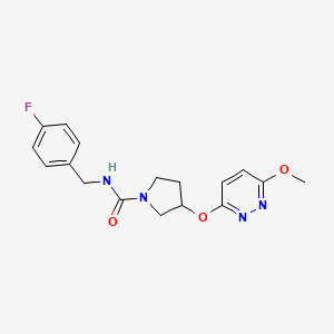 molecular formula C17H19FN4O3 B2886501 N-(4-fluorobenzyl)-3-((6-methoxypyridazin-3-yl)oxy)pyrrolidine-1-carboxamide CAS No. 2034446-20-1