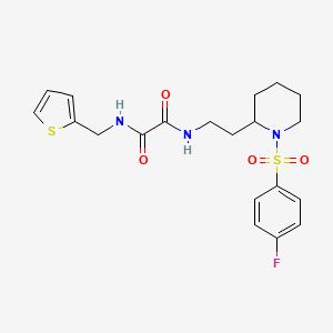 molecular formula C20H24FN3O4S2 B2886509 N1-(2-(1-((4-fluorophenyl)sulfonyl)piperidin-2-yl)ethyl)-N2-(thiophen-2-ylmethyl)oxalamide CAS No. 898445-07-3