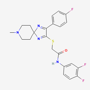 molecular formula C22H21F3N4OS B2886513 N-(3,4-difluorophenyl)-2-((3-(4-fluorophenyl)-8-methyl-1,4,8-triazaspiro[4.5]deca-1,3-dien-2-yl)thio)acetamide CAS No. 1190012-29-3