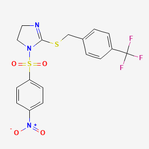 1-(4-Nitrophenyl)sulfonyl-2-[[4-(trifluoromethyl)phenyl]methylsulfanyl]-4,5-dihydroimidazole