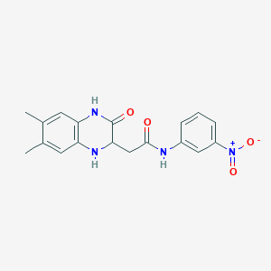 molecular formula C18H18N4O4 B2886516 2-(6,7-dimethyl-3-oxo-1,2,3,4-tetrahydroquinoxalin-2-yl)-N-(3-nitrophenyl)acetamide CAS No. 474009-37-5
