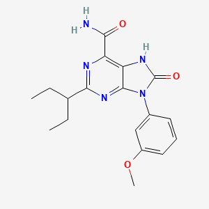 molecular formula C18H21N5O3 B2886518 9-(3-methoxyphenyl)-8-oxo-2-(pentan-3-yl)-8,9-dihydro-7H-purine-6-carboxamide CAS No. 899742-15-5