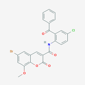 molecular formula C24H15BrClNO5 B288652 N-(2-benzoyl-4-chlorophenyl)-6-bromo-8-methoxy-2-oxo-2H-chromene-3-carboxamide 