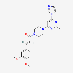 (E)-1-(4-(6-(1H-imidazol-1-yl)-2-methylpyrimidin-4-yl)piperazin-1-yl)-3-(3,4-dimethoxyphenyl)prop-2-en-1-one