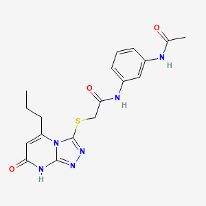 molecular formula C18H20N6O3S B2886524 N-(3-acetamidophenyl)-2-((7-oxo-5-propyl-7,8-dihydro-[1,2,4]triazolo[4,3-a]pyrimidin-3-yl)thio)acetamide CAS No. 895004-69-0