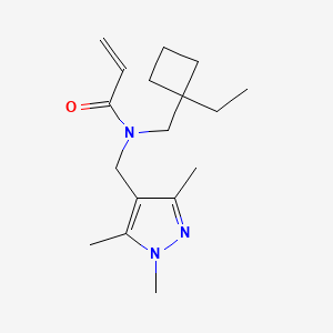 molecular formula C17H27N3O B2886525 N-[(1-Ethylcyclobutyl)methyl]-N-[(1,3,5-trimethylpyrazol-4-yl)methyl]prop-2-enamide CAS No. 2411295-52-6