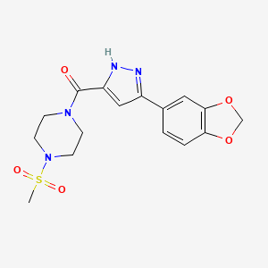 (5-(benzo[d][1,3]dioxol-5-yl)-1H-pyrazol-3-yl)(4-(methylsulfonyl)piperazin-1-yl)methanone