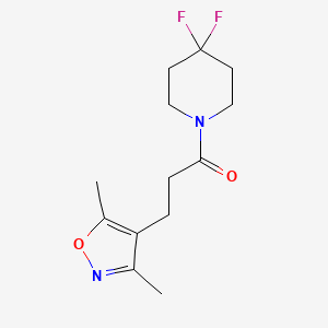 molecular formula C13H18F2N2O2 B2886531 1-(4,4-Difluoropiperidin-1-yl)-3-(3,5-dimethyl-1,2-oxazol-4-yl)propan-1-one CAS No. 2326195-81-5