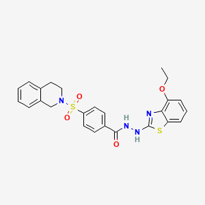 molecular formula C25H24N4O4S2 B2886535 4-((3,4-dihydroisoquinolin-2(1H)-yl)sulfonyl)-N'-(4-ethoxybenzo[d]thiazol-2-yl)benzohydrazide CAS No. 851978-65-9