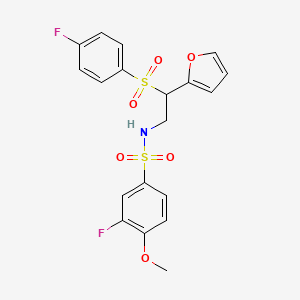molecular formula C19H17F2NO6S2 B2886537 3-fluoro-N-[2-[(4-fluorophenyl)sulfonyl]-2-(2-furyl)ethyl]-4-methoxybenzenesulfonamide CAS No. 896328-61-3