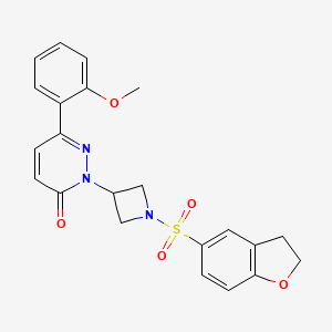 molecular formula C22H21N3O5S B2886541 2-[1-(2,3-Dihydro-1-benzofuran-5-ylsulfonyl)azetidin-3-yl]-6-(2-methoxyphenyl)pyridazin-3-one CAS No. 2380181-19-9