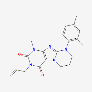 molecular formula C20H23N5O2 B2886543 3-烯丙基-9-(2,4-二甲苯基)-1-甲基-6,7,8,9-四氢嘧啶并[2,1-f]嘌呤-2,4(1H,3H)-二酮 CAS No. 922453-83-6