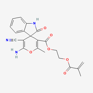 molecular formula C21H19N3O6 B2886545 2-({2'-氨基-3'-氰基-6'-甲基-2-氧代-1,2-二氢螺[吲哚-3,4'-吡喃]-5'-基}羰基氧基)乙基 2-甲基丙-2-烯酸酯 CAS No. 939888-98-9