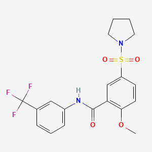 2-methoxy-5-(pyrrolidin-1-ylsulfonyl)-N-(3-(trifluoromethyl)phenyl)benzamide