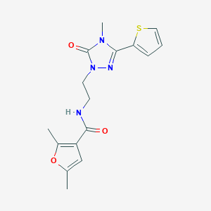 molecular formula C16H18N4O3S B2886597 2,5-dimethyl-N-(2-(4-methyl-5-oxo-3-(thiophen-2-yl)-4,5-dihydro-1H-1,2,4-triazol-1-yl)ethyl)furan-3-carboxamide CAS No. 1203104-67-9