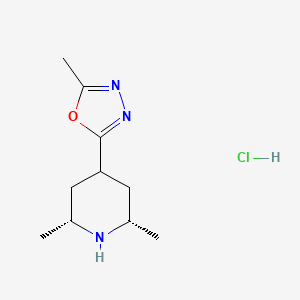 molecular formula C10H18ClN3O B2886598 (2R,4r,6S)-2,6-dimethyl-4-(5-methyl-1,3,4-oxadiazol-2-yl)piperidine hydrochloride CAS No. 2227884-24-2
