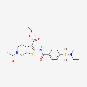 molecular formula C23H29N3O6S2 B2886599 6-乙酰基-2-(4-(N,N-二乙基磺酰基)苯甲酰胺)-4,5,6,7-四氢噻吩并[2,3-c]吡啶-3-甲酸乙酯 CAS No. 449769-31-7