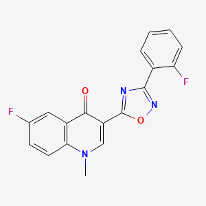 6-fluoro-3-(3-(2-fluorophenyl)-1,2,4-oxadiazol-5-yl)-1-methylquinolin-4(1H)-one