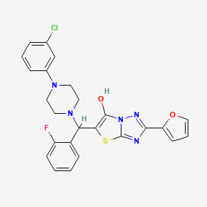 molecular formula C25H21ClFN5O2S B2886605 5-((4-(3-Chlorophenyl)piperazin-1-yl)(2-fluorophenyl)methyl)-2-(furan-2-yl)thiazolo[3,2-b][1,2,4]triazol-6-ol CAS No. 887221-79-6