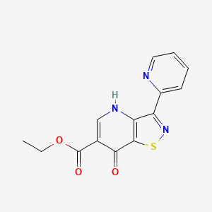 molecular formula C14H11N3O3S B2886612 Ethyl 7-oxo-3-(pyridin-2-yl)-4,7-dihydro[1,2]thiazolo[4,5-b]pyridine-6-carboxylate CAS No. 1326832-74-9