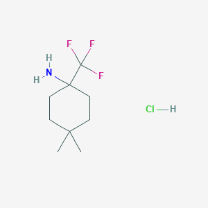 molecular formula C9H17ClF3N B2886618 4,4-Dimethyl-1-(trifluoromethyl)cyclohexan-1-amine;hydrochloride CAS No. 2460749-46-4