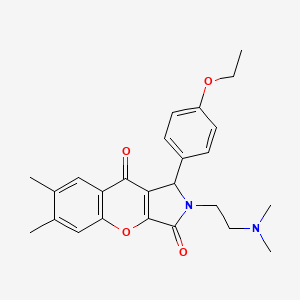 molecular formula C25H28N2O4 B2886628 2-(2-(Dimethylamino)ethyl)-1-(4-ethoxyphenyl)-6,7-dimethyl-1,2-dihydrochromeno[2,3-c]pyrrole-3,9-dione CAS No. 631889-32-2