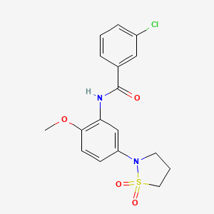 molecular formula C17H17ClN2O4S B2886632 3-chloro-N-(5-(1,1-dioxidoisothiazolidin-2-yl)-2-methoxyphenyl)benzamide CAS No. 946339-10-2