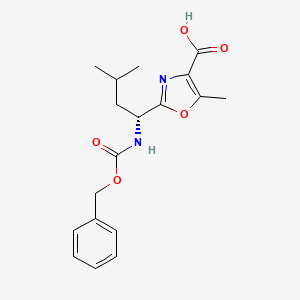 molecular formula C18H22N2O5 B2886633 2-[(1R)-1-{[(苄氧羰基)氨基]-3-甲基丁基]-5-甲基-1,3-恶唑-4-羧酸 CAS No. 1418113-99-1