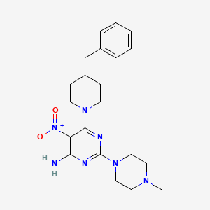 molecular formula C21H29N7O2 B2886637 6-(4-Benzylpiperidin-1-yl)-2-(4-methylpiperazin-1-yl)-5-nitropyrimidin-4-amine CAS No. 673498-68-5